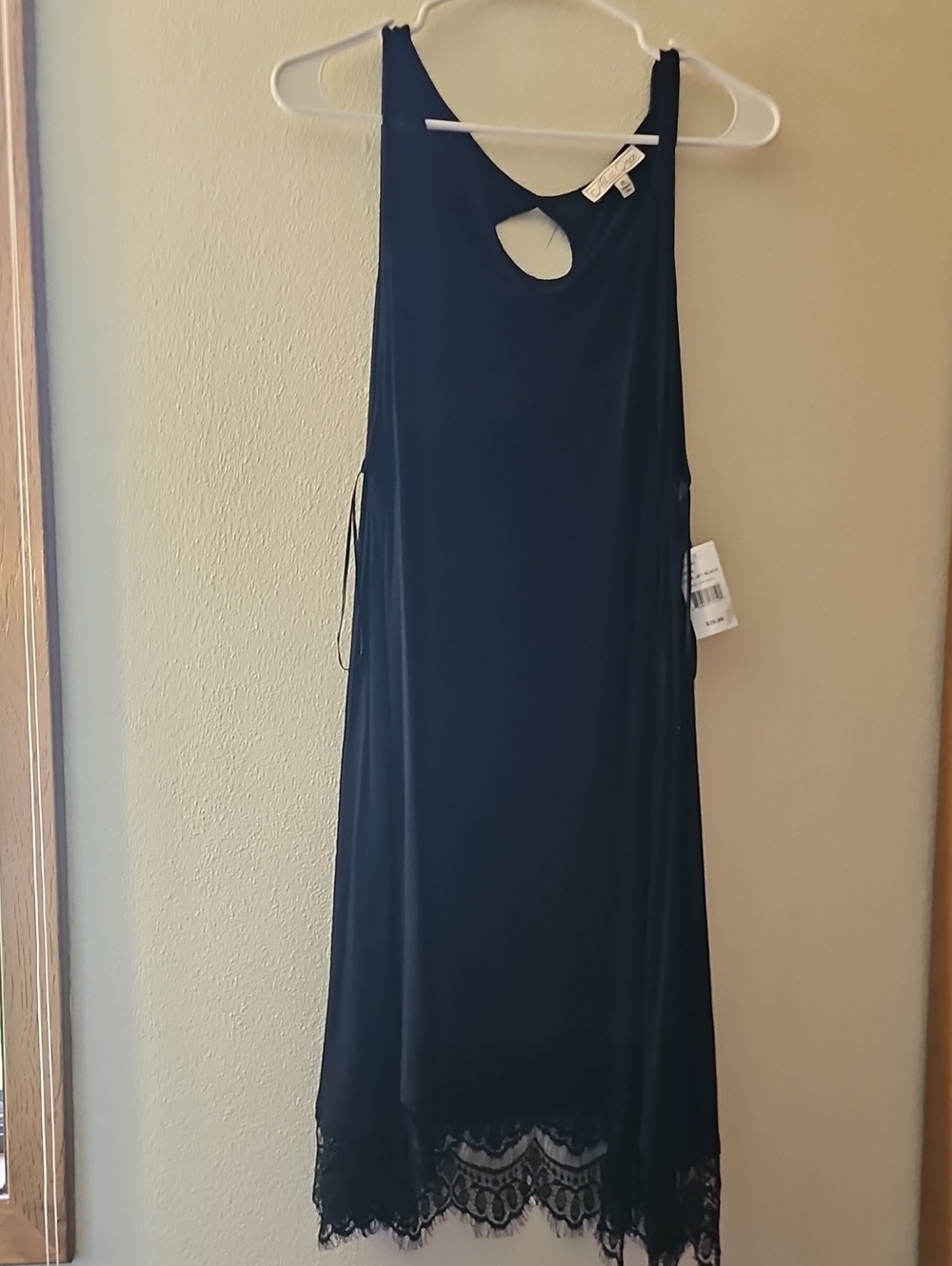 Black Lace-Hem Slip Dress